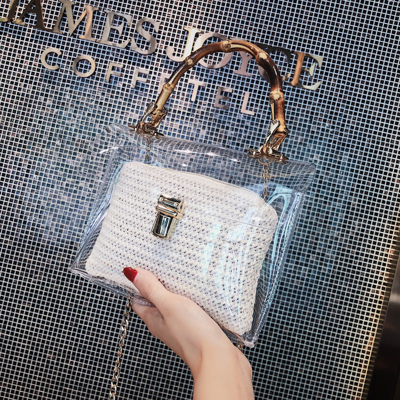 Women's Travel Bamboo Knot Woven Bag