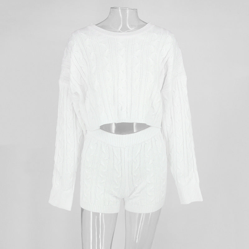 Women Autumn Nights Breeze Comfort Me Knit Shorts Set