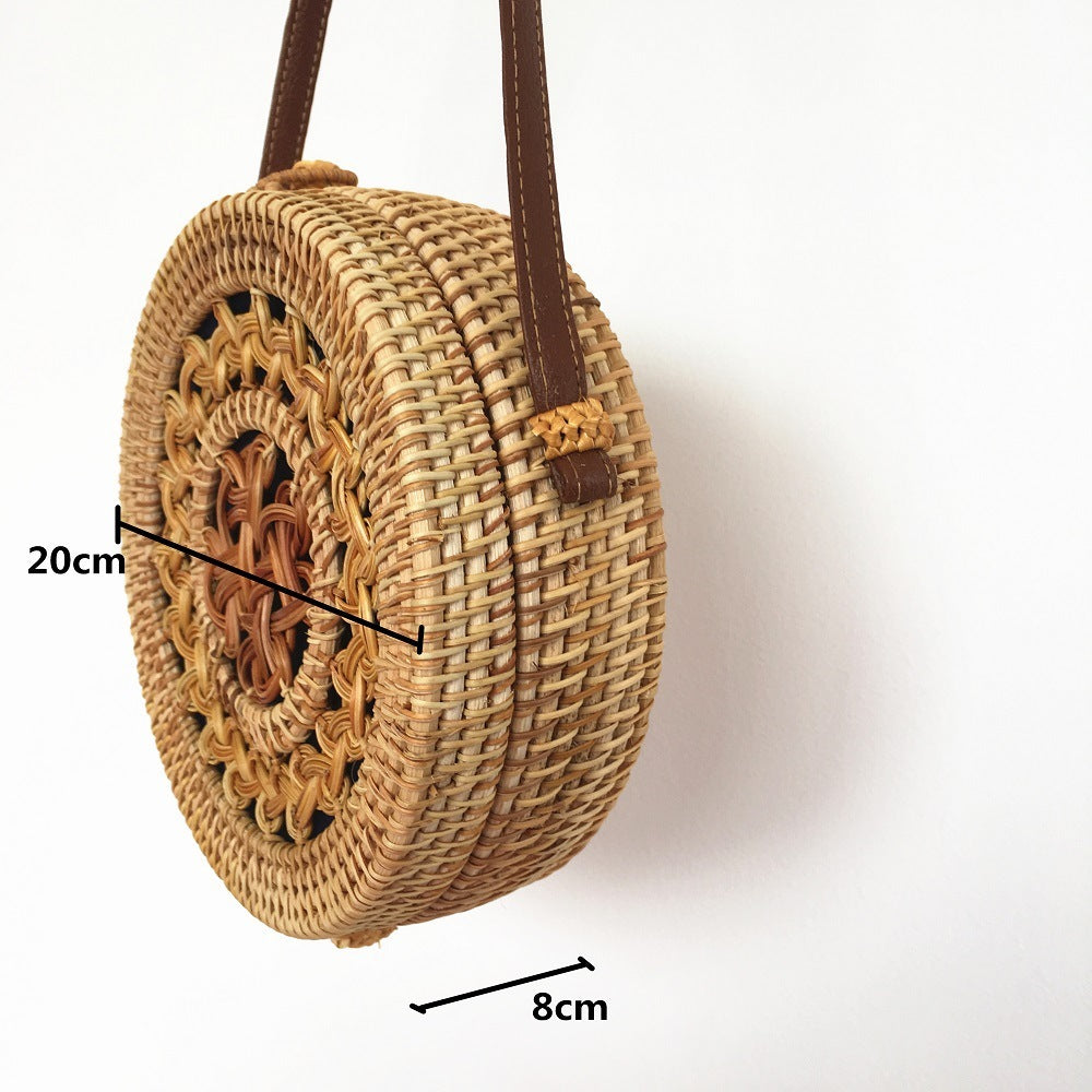 Popular Rattan Bag Round Beach Shoulder Straw Bag
