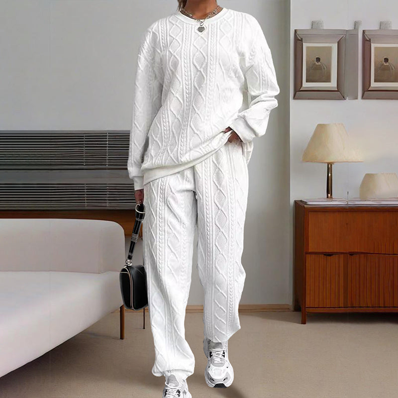 Women's Vacation Ribbed Casual Loungewear Set