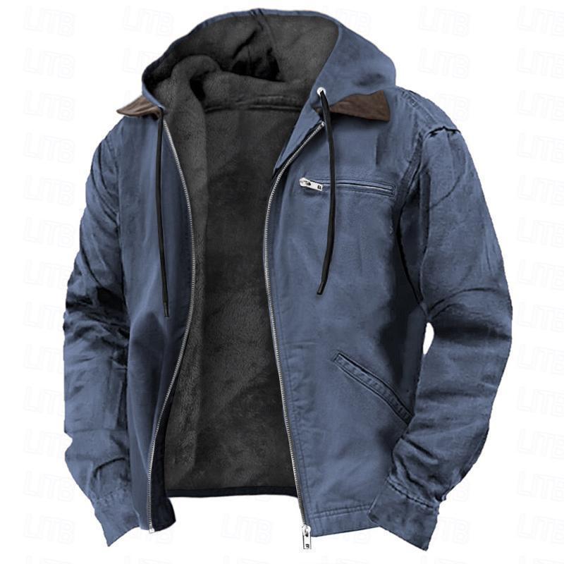 Men Winter Hooded Fashion Fleece Jacket