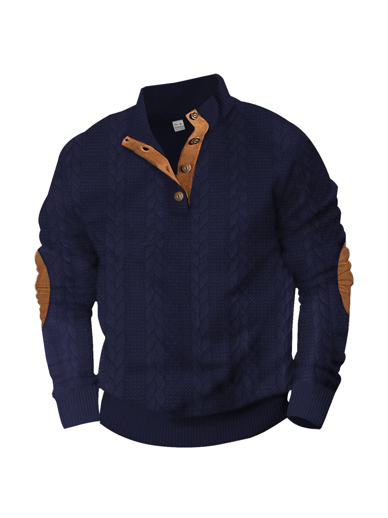Men’s Jacquard Buckle Embroidered Patch Sweater