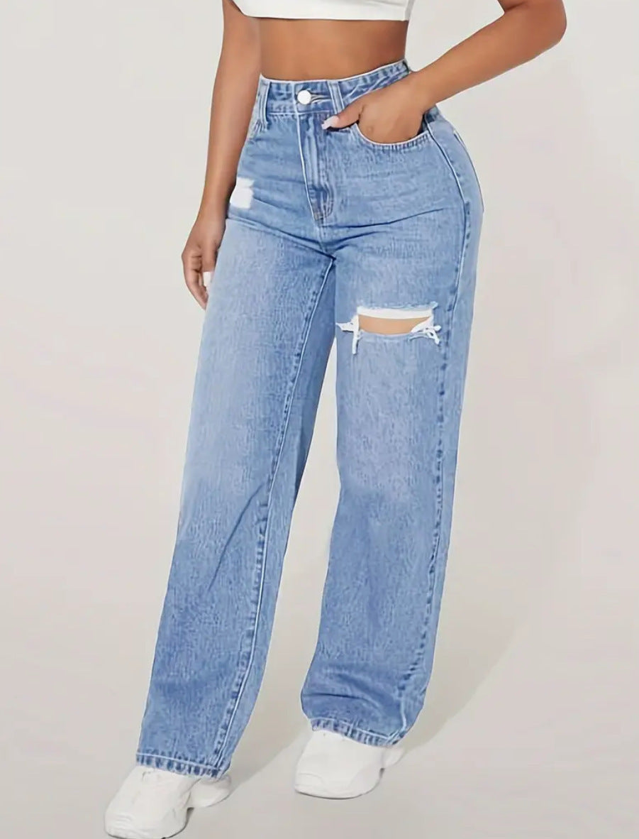 Women's American Washed Denim Trousers