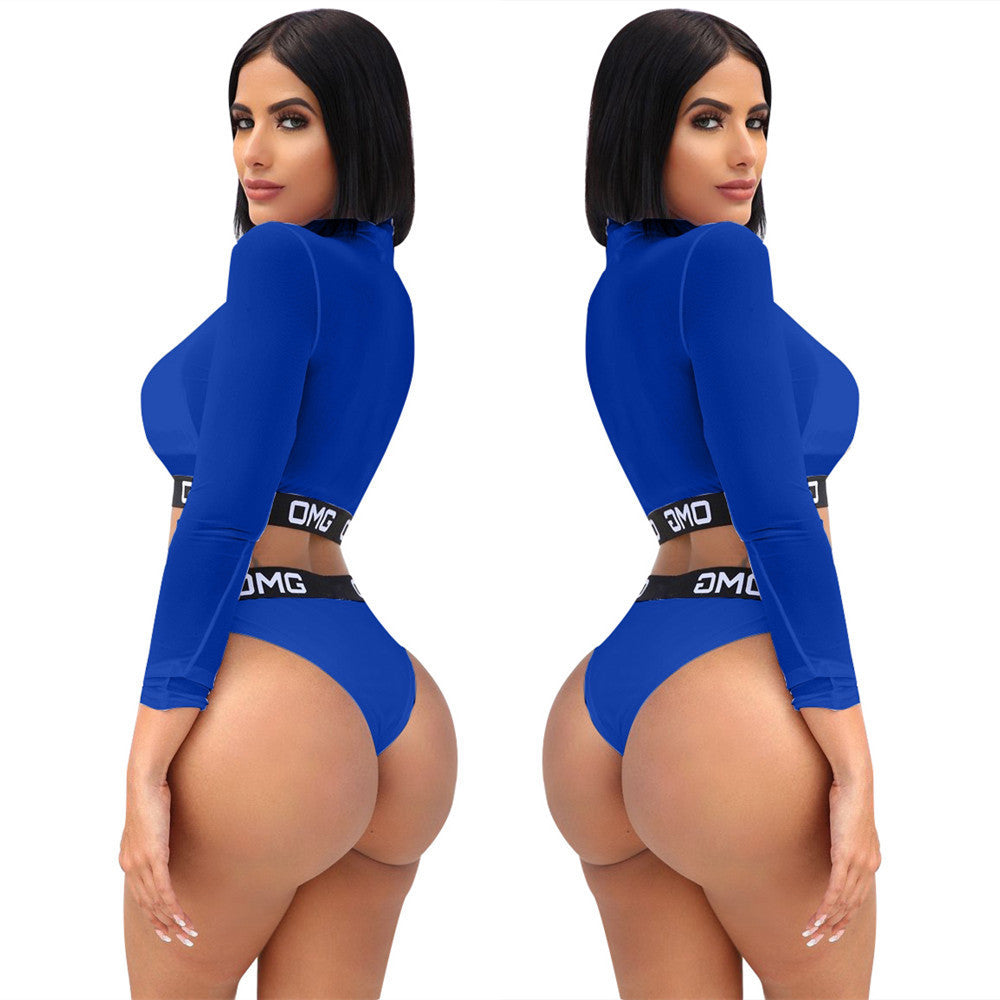 WomeiOMG Bikini Mesh Three-piece Set