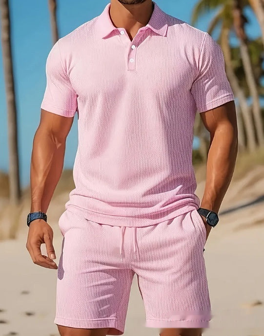 Men's Casual Beach Lapel Summer Comfortable Shorts Set