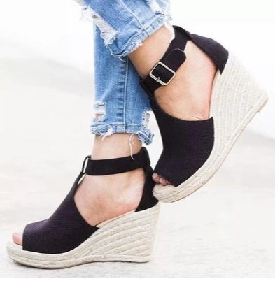 Women Straw wedge sandals