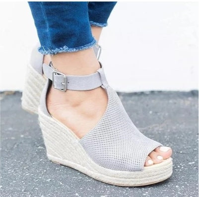Women Straw wedge sandals