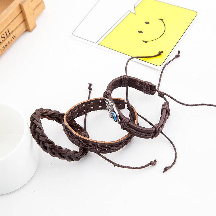 Men Cowhide Palm Eye Leather Bracelet