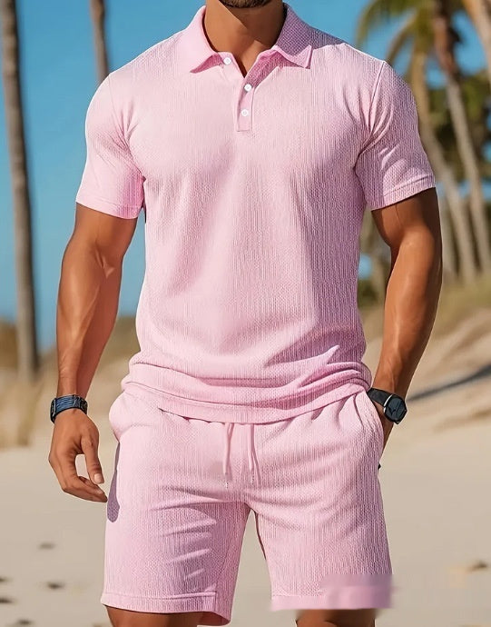 Men's Casual Beach Lapel Summer Comfortable Shorts Set