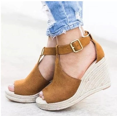 Women Straw wedge sandals