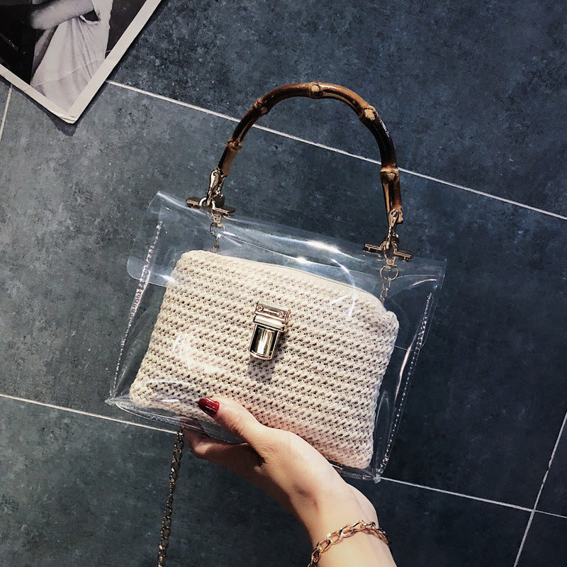 Women's Travel Bamboo Knot Woven Bag