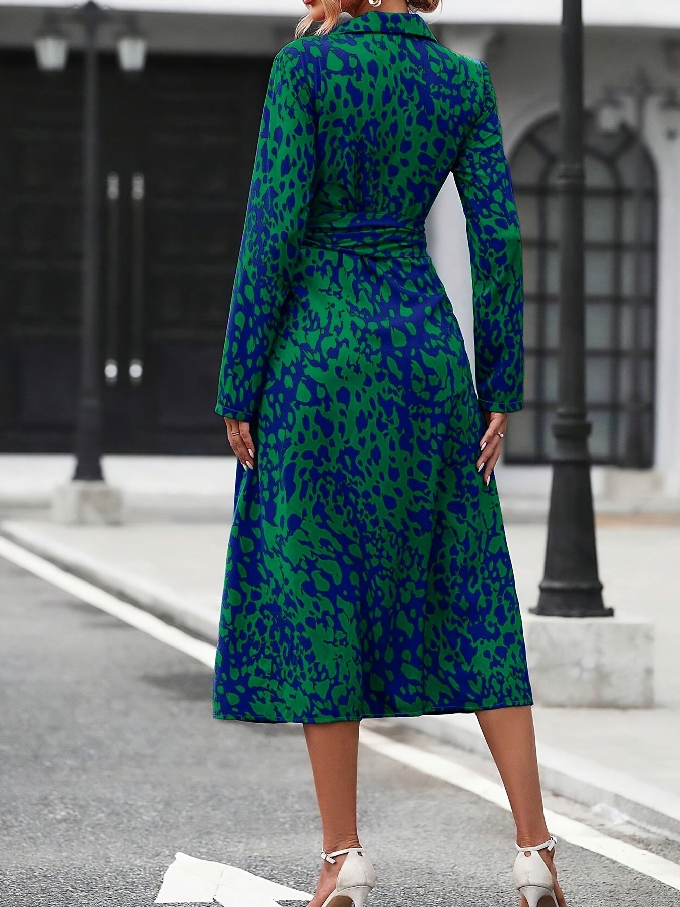 Women's All-Over Leopard Print Belted Casual Maxi Dress