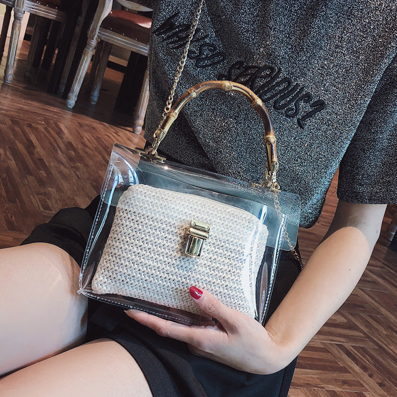 Women's Travel Bamboo Knot Woven Bag