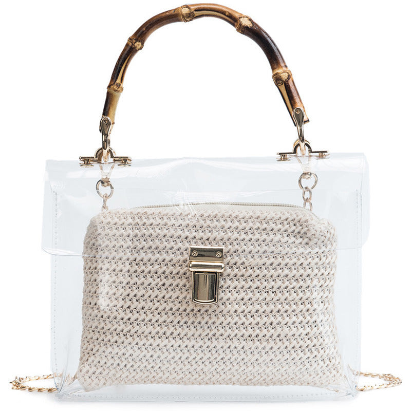 Women's Travel Bamboo Knot Woven Bag