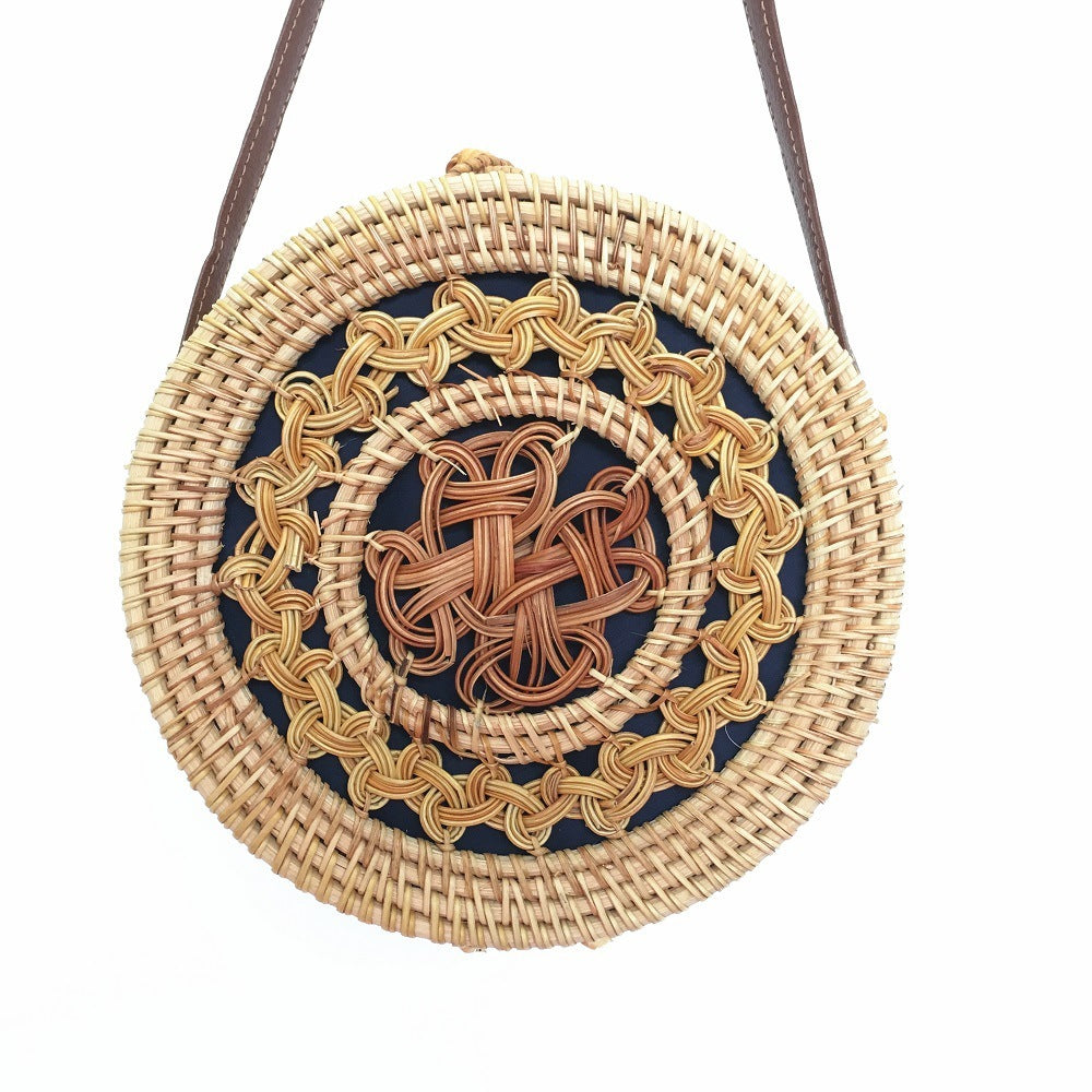 Popular Rattan Bag Round Beach Shoulder Straw Bag