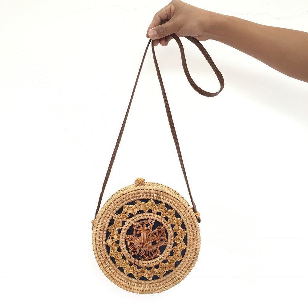 Popular Rattan Bag Round Beach Shoulder Straw Bag