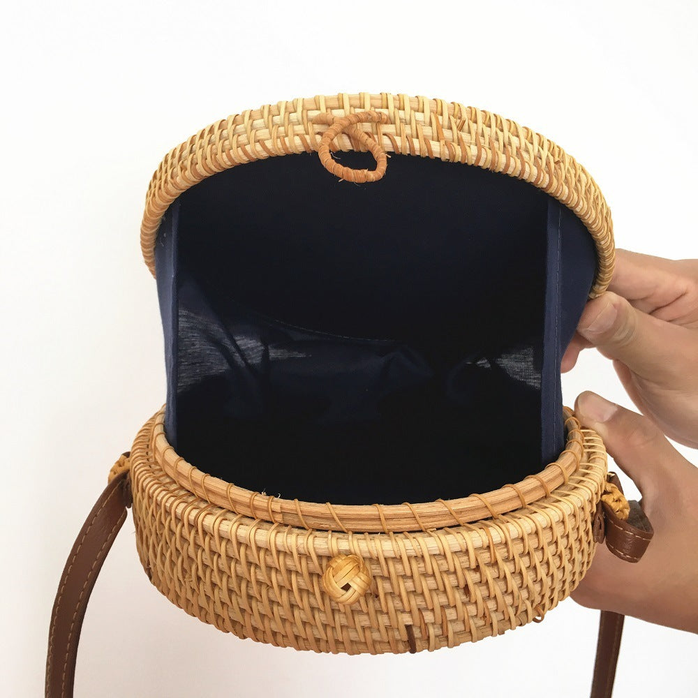 Popular Rattan Bag Round Beach Shoulder Straw Bag