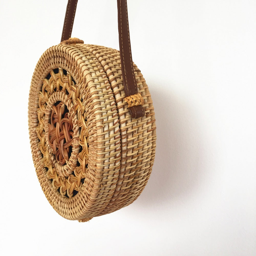 Popular Rattan Bag Round Beach Shoulder Straw Bag