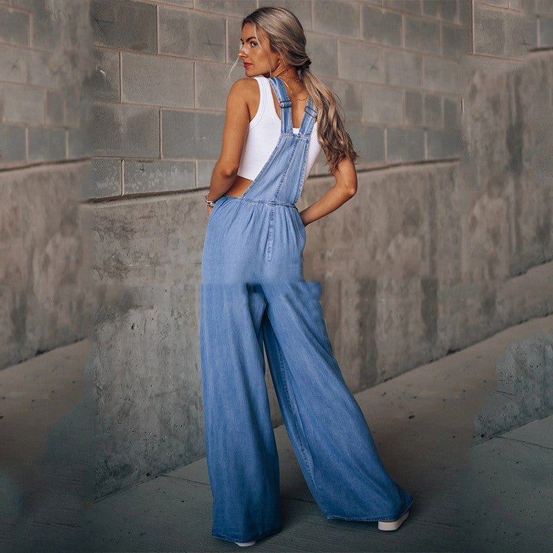 Summer Women's Pants Wide Leg Leisure Vacation Jumpsuit
