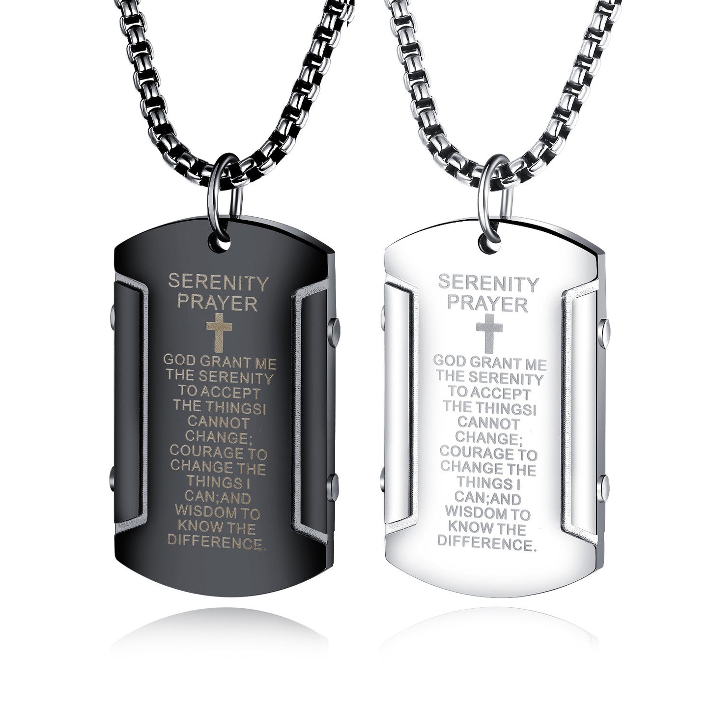 Men Serenity Prayer Stainless Steel Necklace Pendant