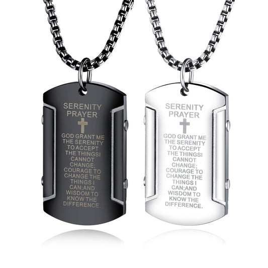 Men Serenity Prayer Stainless Steel Necklace Pendant