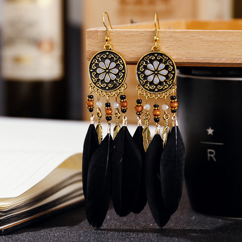 Women Tribal Feather Temperament  Earrings