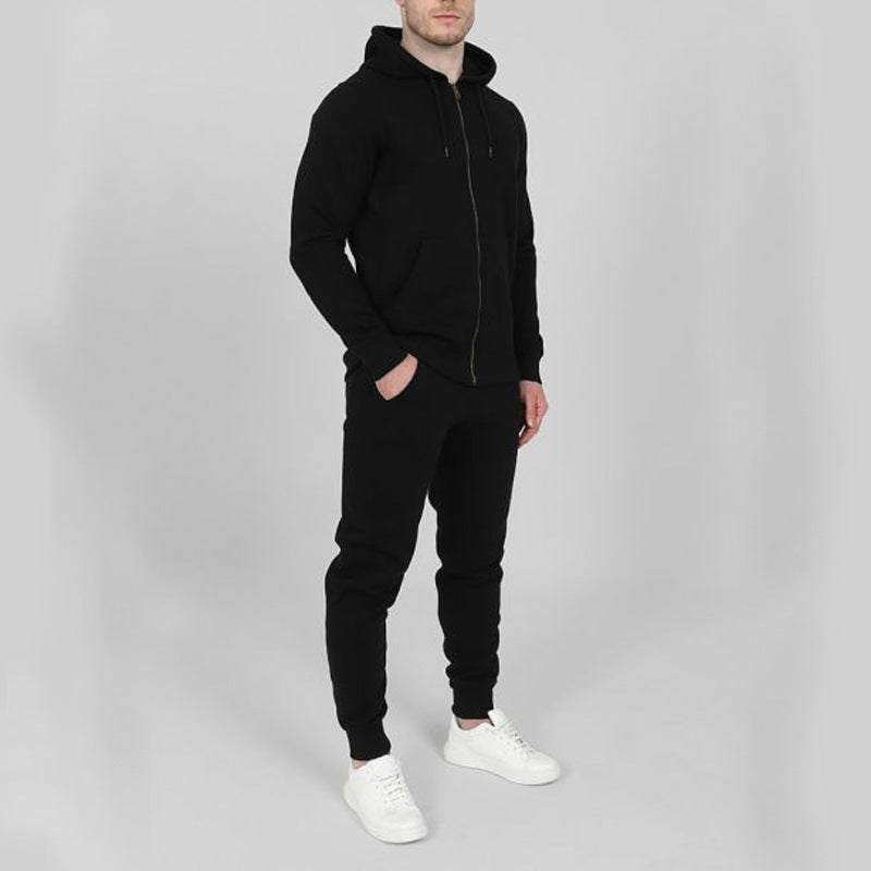 Men Comfort Solid Casual Hooded Set