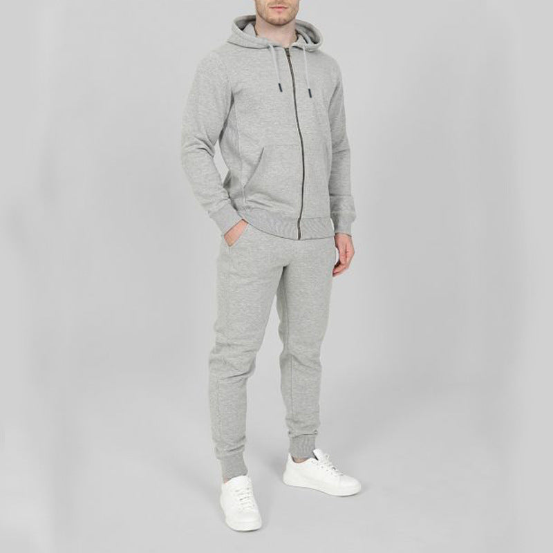 Men Comfort Solid Casual Hooded Set