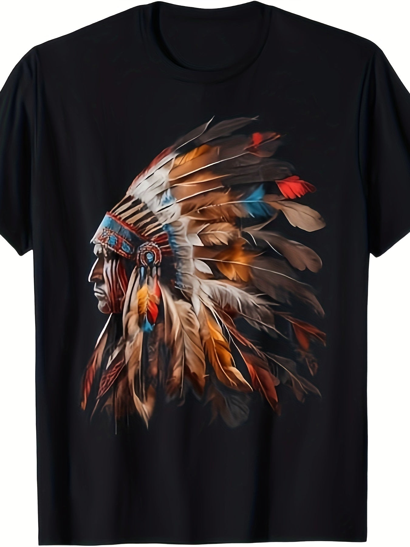Men Summer Indian Head Pattern T-shirt