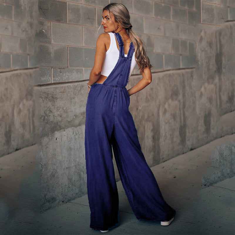 Summer Women's Pants Wide Leg Leisure Vacation Jumpsuit