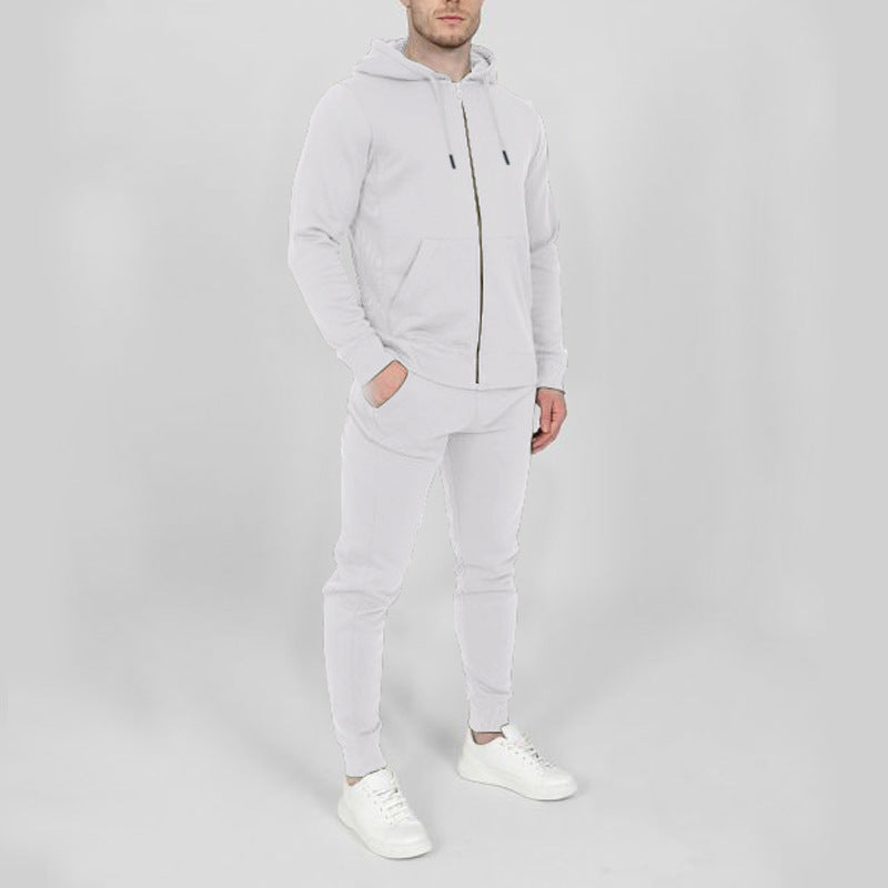 Men Comfort Solid Casual Hooded Set