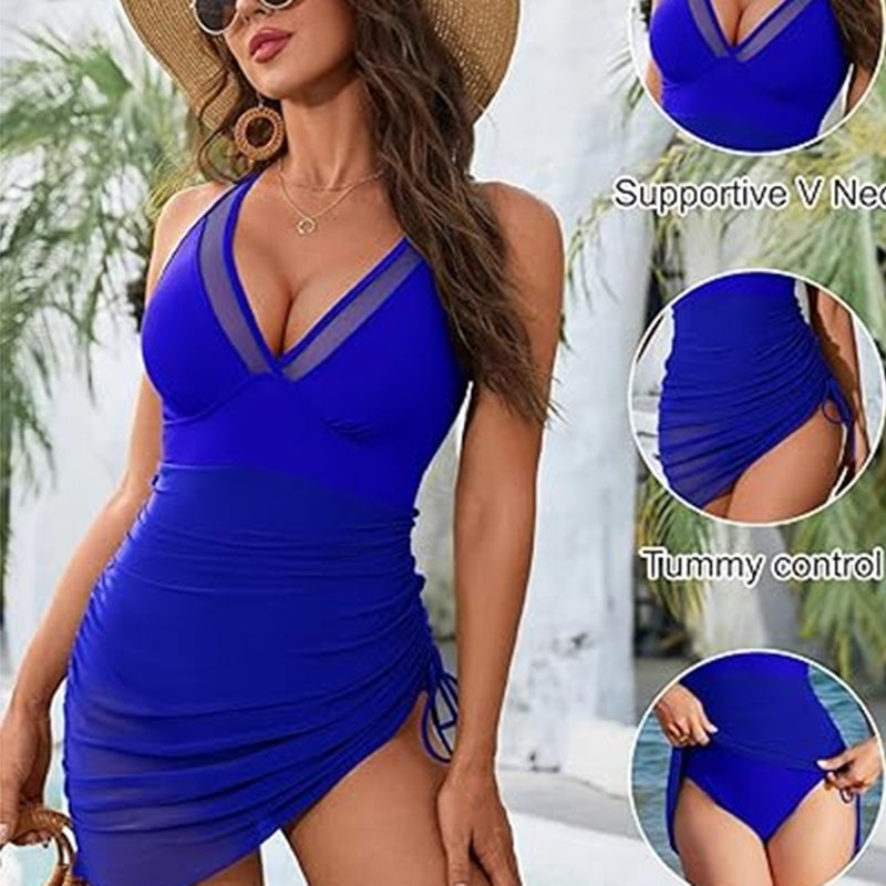 Women's Control Sheer Sarong Wrap Swimsuit
