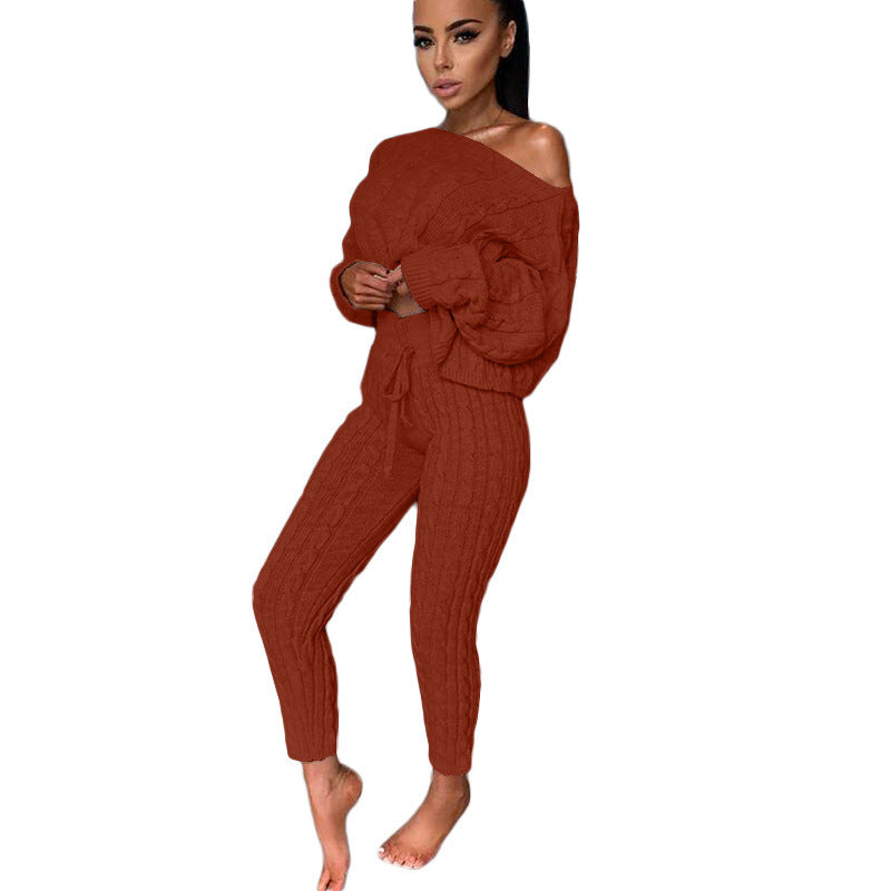 Women Autumn Nights Comfort Me Knitted Two Piece Set