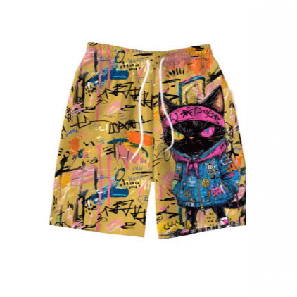 Men Cool Cat Graffiti Swim Shorts