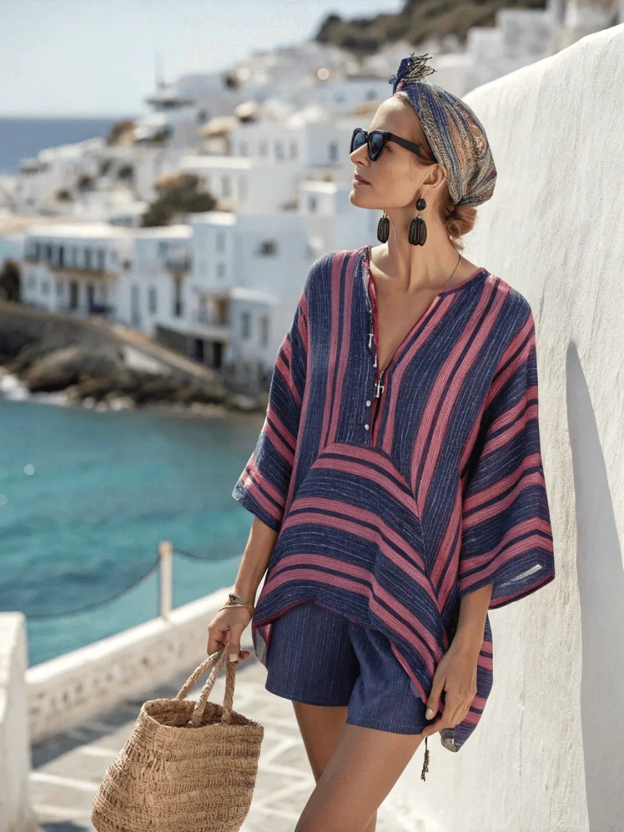 Women Vacation Linen Shorts Set
