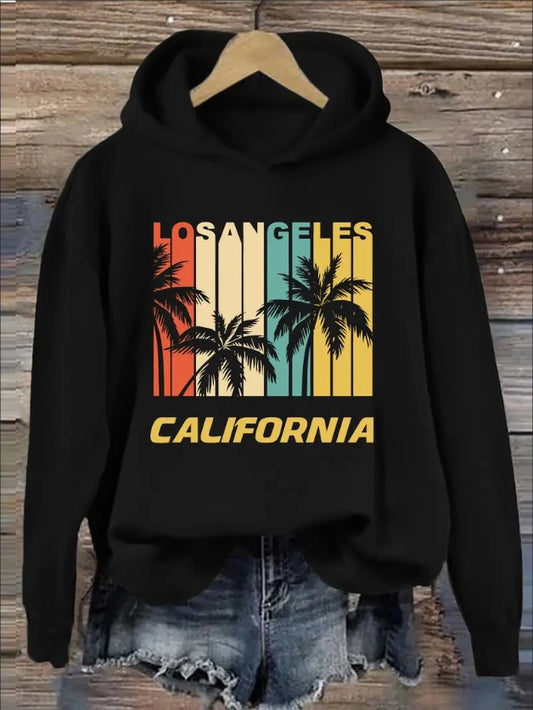 Women's Casual California Love Print Hoodie