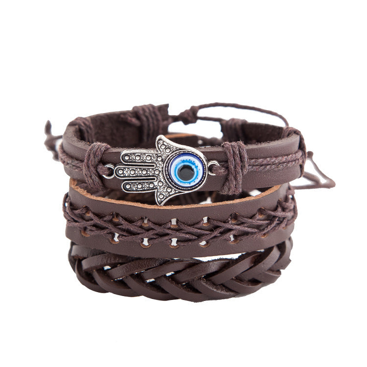 Men Cowhide Palm Eye Leather Bracelet