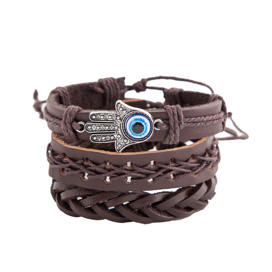 Men Cowhide Palm Eye Leather Bracelet