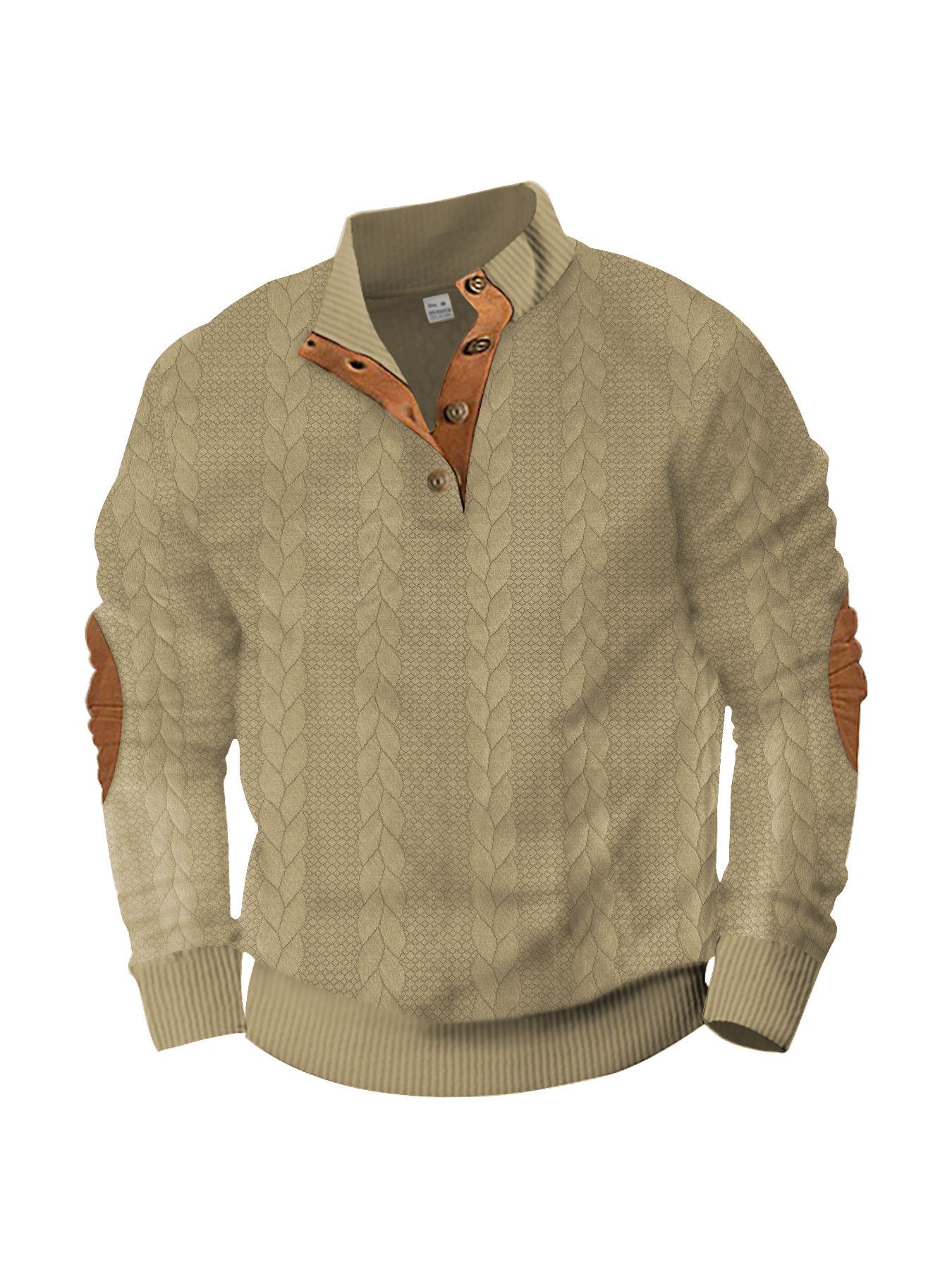 Men’s Jacquard Buckle Embroidered Patch Sweater