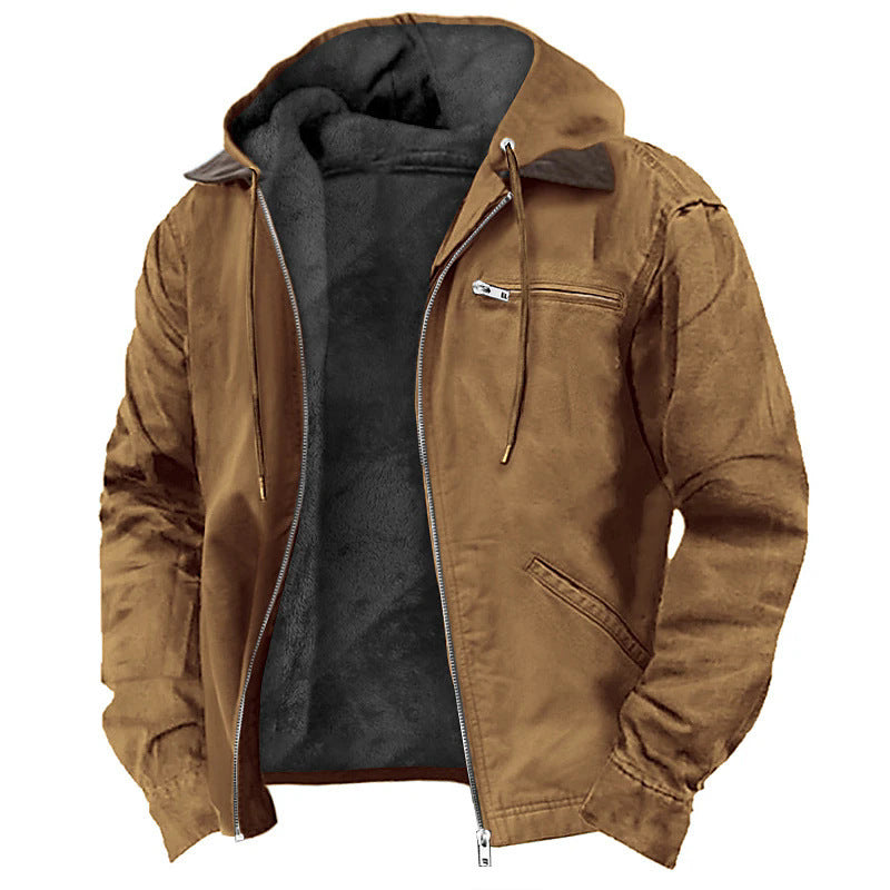 Men Winter Hooded Fashion Fleece Jacket