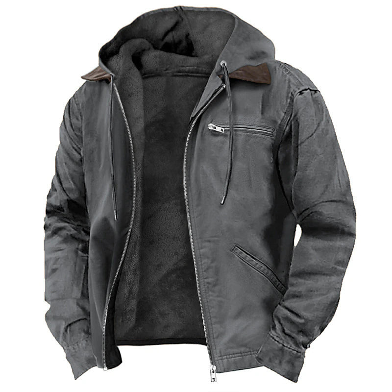 Men Winter Hooded Fashion Fleece Jacket