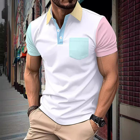 Men Color Block Trendy Fashion Polo