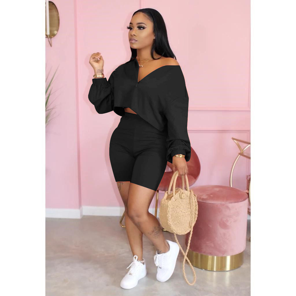 Women Summer Pure Elegant Color Two Piece Set