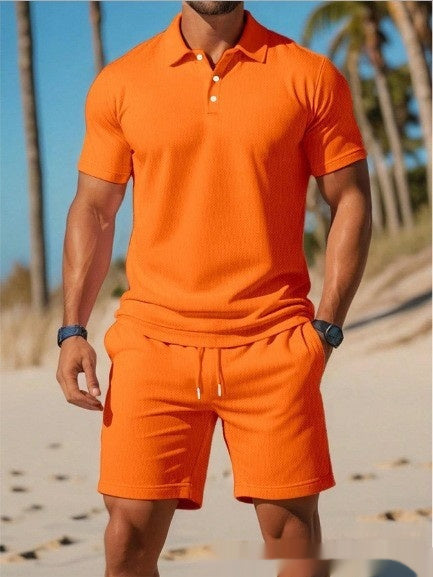 Men's Casual Beach Lapel Summer Comfortable Shorts Set