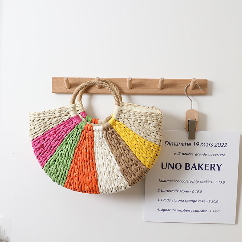 Beach Vacation Rainbow Straw Bag