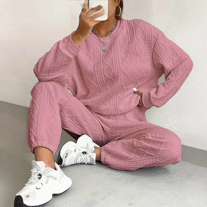 Women's Vacation Ribbed Casual Loungewear Set