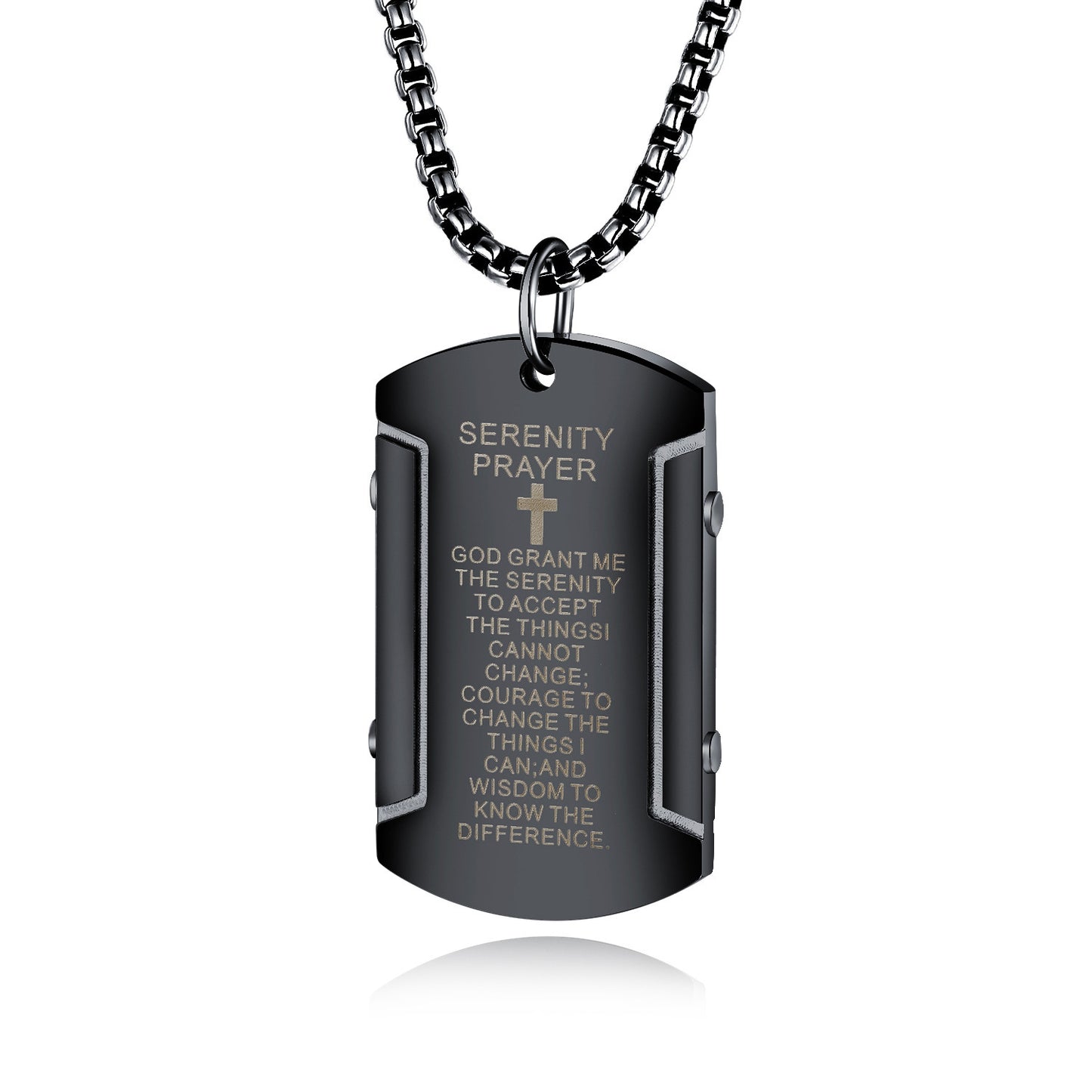 Men Serenity Prayer Stainless Steel Necklace Pendant