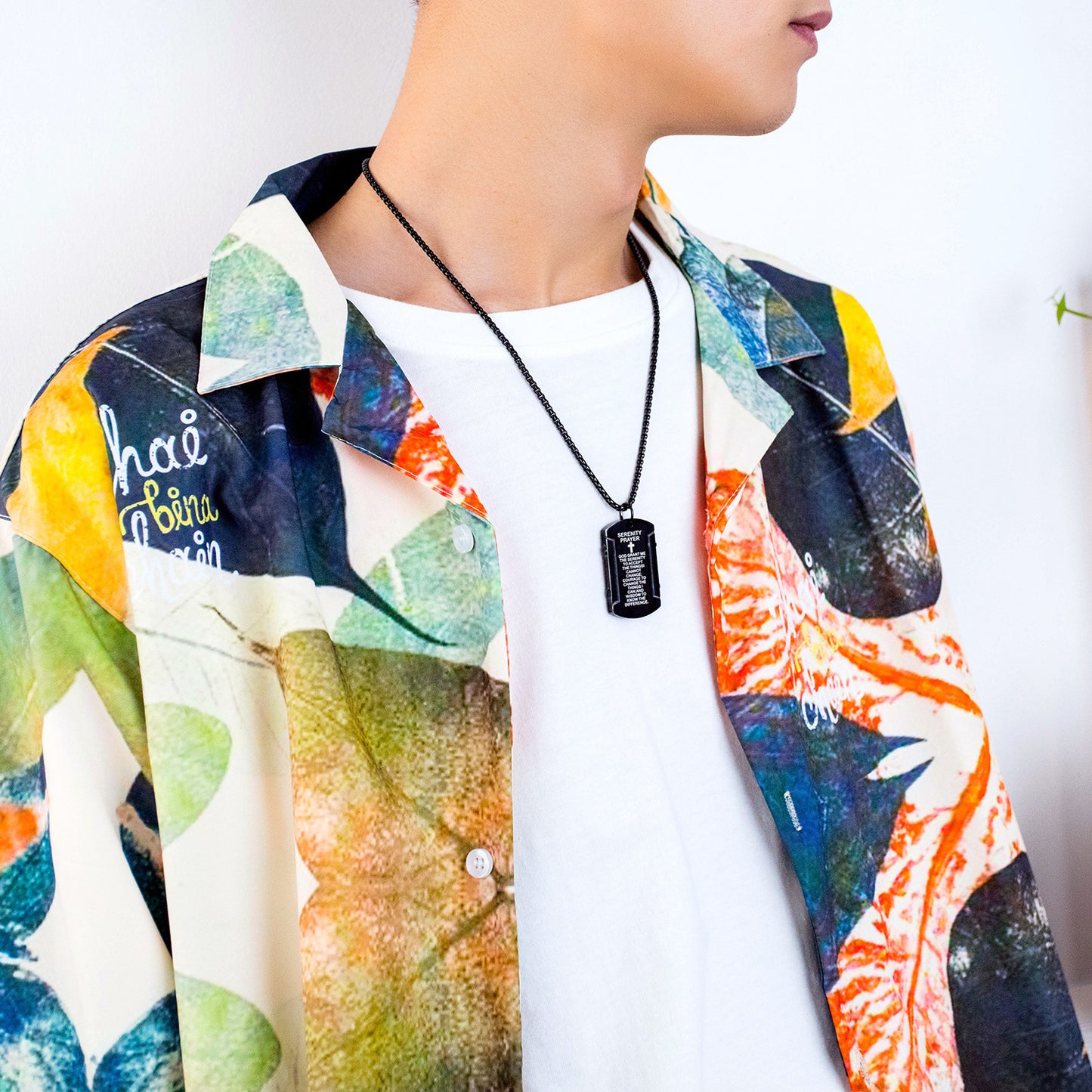 Men Serenity Prayer Stainless Steel Necklace Pendant