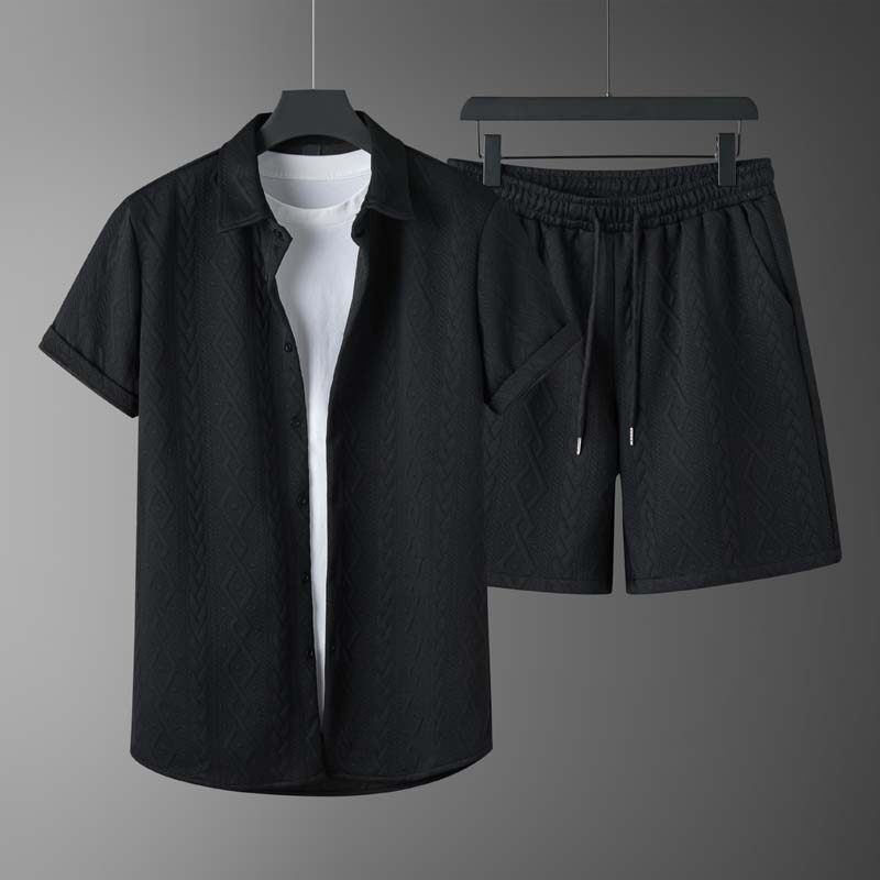 Men's Diamond Patterned Lounge Shorts Set