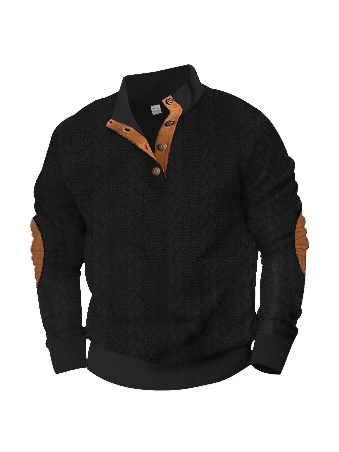 Men’s Jacquard Buckle Embroidered Patch Sweater
